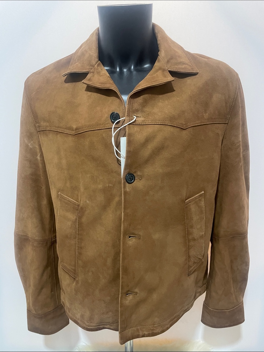 Men's Suede leather Brown Button-Up Jacket